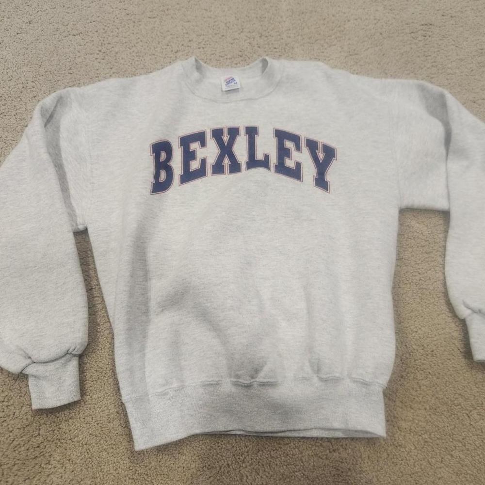 Bexley Spell Out Vintage Heather Gray Crewneck Sweater Size Large Made in USA